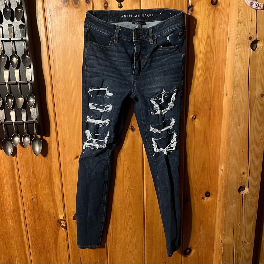 American Eagle Ne(x)t Level Stretch High Waisted Patched Jeggings | Size: 8